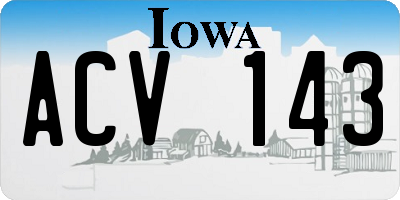 IA license plate ACV143