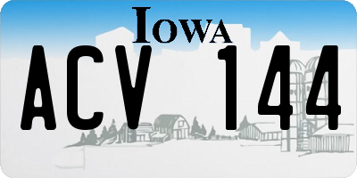IA license plate ACV144