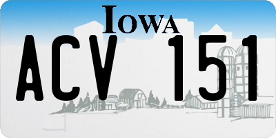 IA license plate ACV151