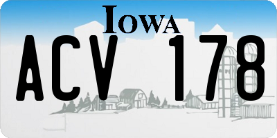 IA license plate ACV178