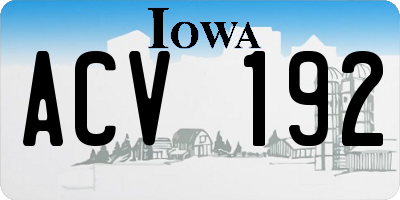 IA license plate ACV192