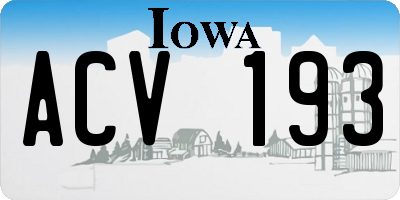 IA license plate ACV193