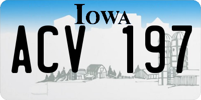 IA license plate ACV197