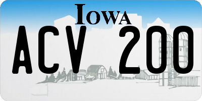 IA license plate ACV200