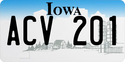 IA license plate ACV201