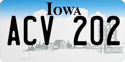 IA license plate ACV202