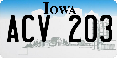 IA license plate ACV203