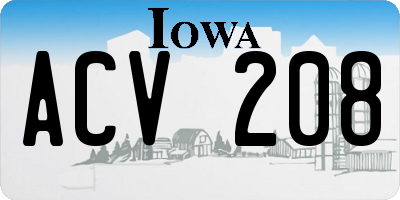 IA license plate ACV208