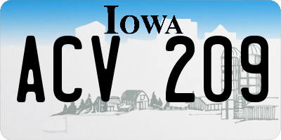 IA license plate ACV209