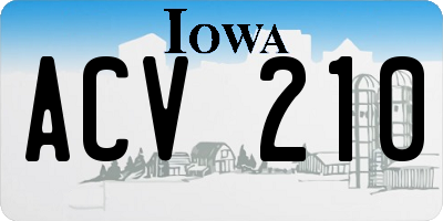 IA license plate ACV210