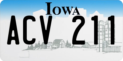 IA license plate ACV211