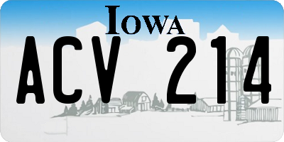 IA license plate ACV214