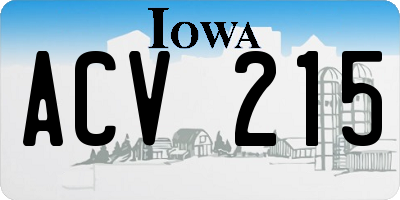 IA license plate ACV215