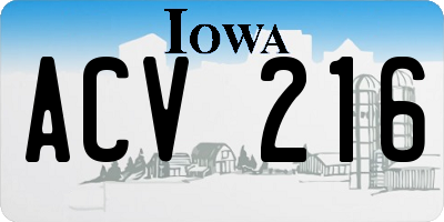 IA license plate ACV216