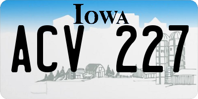 IA license plate ACV227