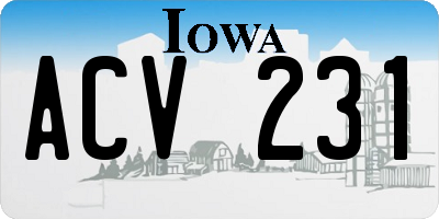 IA license plate ACV231