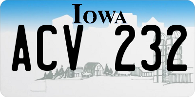 IA license plate ACV232