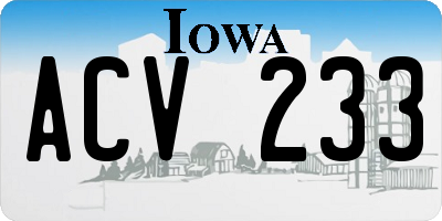 IA license plate ACV233