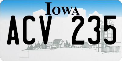 IA license plate ACV235