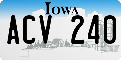 IA license plate ACV240