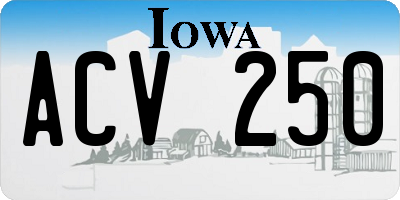 IA license plate ACV250