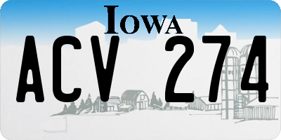 IA license plate ACV274