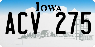 IA license plate ACV275