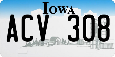 IA license plate ACV308