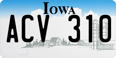 IA license plate ACV310