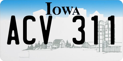 IA license plate ACV311