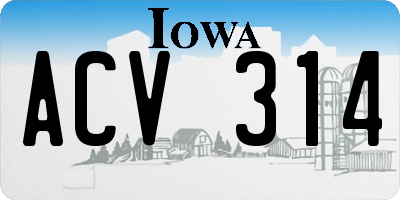 IA license plate ACV314
