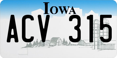 IA license plate ACV315