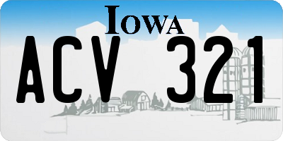 IA license plate ACV321