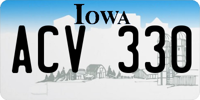 IA license plate ACV330
