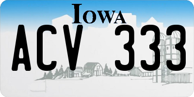 IA license plate ACV333