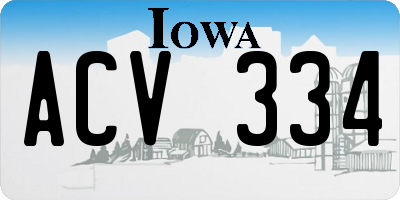 IA license plate ACV334