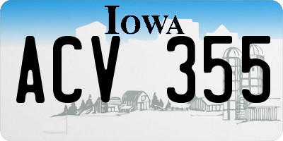 IA license plate ACV355