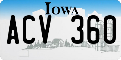 IA license plate ACV360