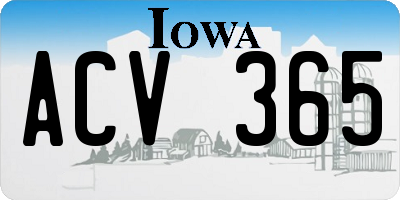 IA license plate ACV365
