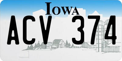 IA license plate ACV374