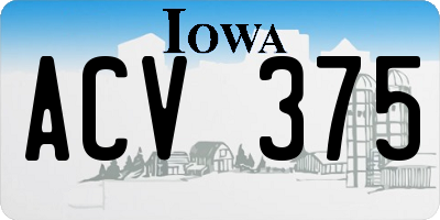 IA license plate ACV375