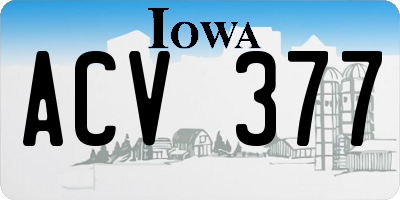 IA license plate ACV377