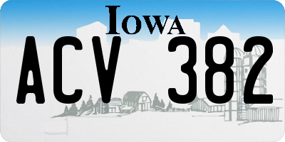 IA license plate ACV382