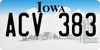 IA license plate ACV383