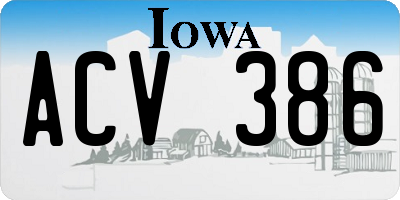 IA license plate ACV386