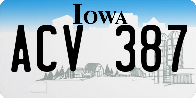 IA license plate ACV387