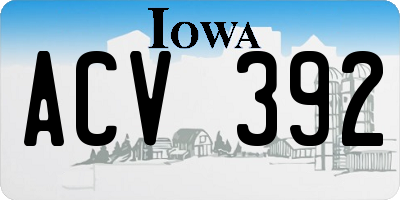 IA license plate ACV392