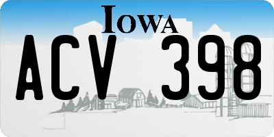 IA license plate ACV398