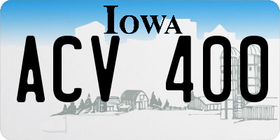 IA license plate ACV400