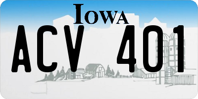 IA license plate ACV401